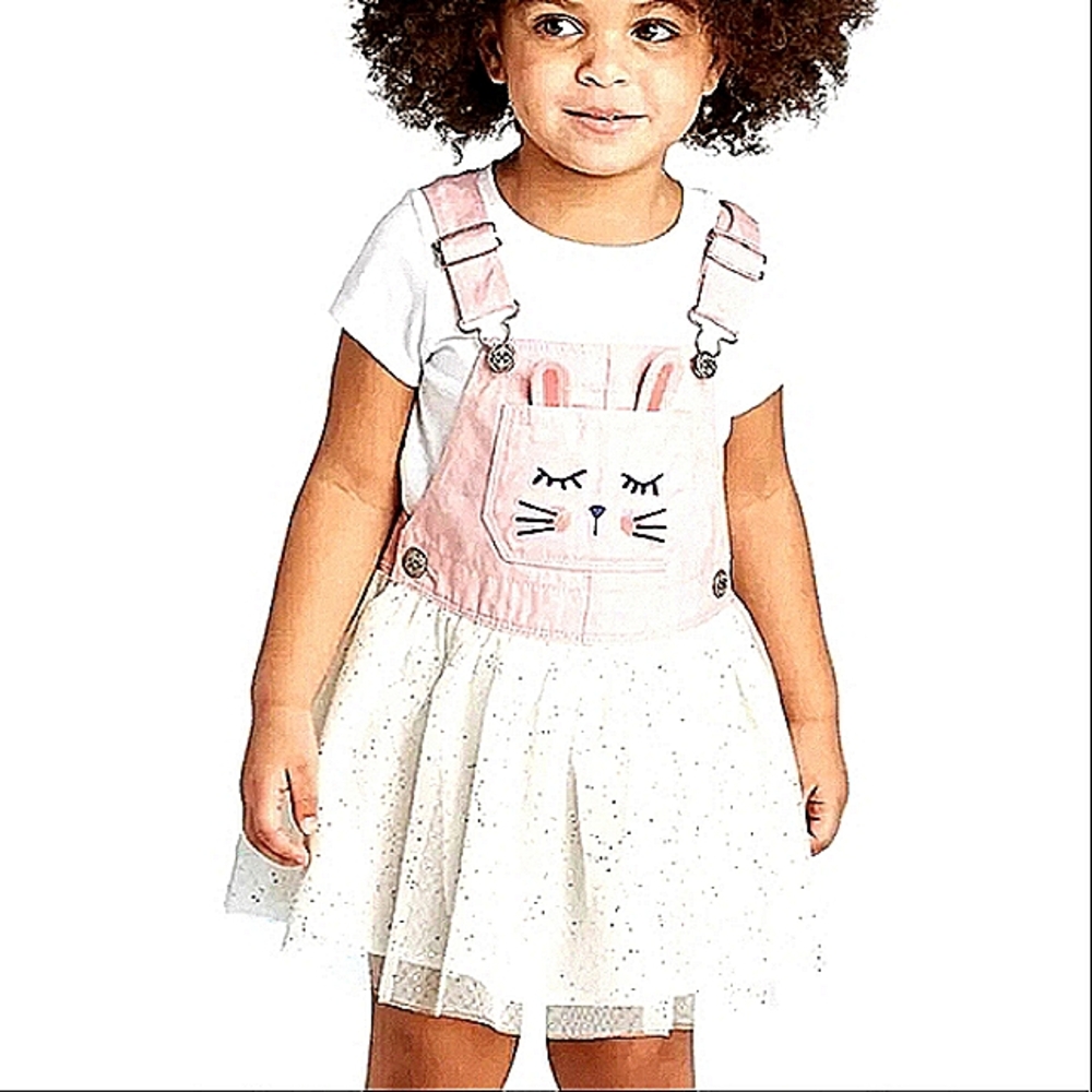 OSHKOSH BGOSH Shirtall Mesh Skirt Bib Overall Dress NWT